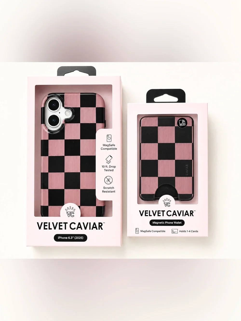 Velvet Caviar I phone 17 Case Set Checkered MagSafe Magnetic Wallet